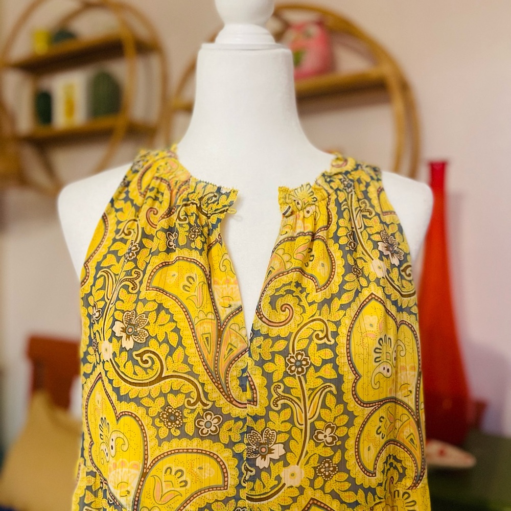 ๐๐LOFT Yellow Paisley Mini Sundress. FINAL PRICE - Picture 2 of 6